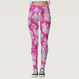 bloemenroze magenta toile de jouy leggings