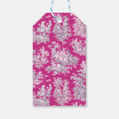 bloemenroze magenta toile de jouy monogram cadeaulabel (Achterkant)