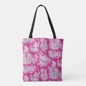 bloemenroze magenta toile de jouy monogram draagtas (Achterkant)