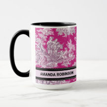  bloemenroze magenta toile de jouy monogram