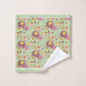 Bloemenroze/Mauve op Sage Green Bad Handdoek (Wasdoekje)