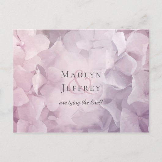 Bloemenroze Paarse Hydrangea bewaar de datum Aankondigingskaart (Voorkant)