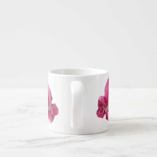 bloemenroze rozen tweelingzussen identiek espresso kop (Achterkant)