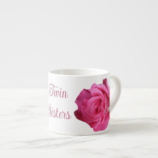 bloemenroze rozen tweelingzussen identiek espresso kop (Voorkant rechts)