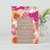 bloemenroze sinaasappel rustiek vrijgezellenfeest kaart (Staand voorkant)