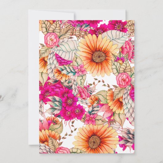 bloemenroze sinaasappel rustiek vrijgezellenfeest kaart (Achterkant)