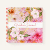 bloemenroze waterverf Gratitude Journal Notitieboek (Voorkant)