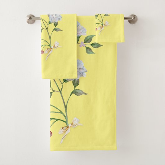 Bloemens in geel mellow bad handdoek (Insitu)
