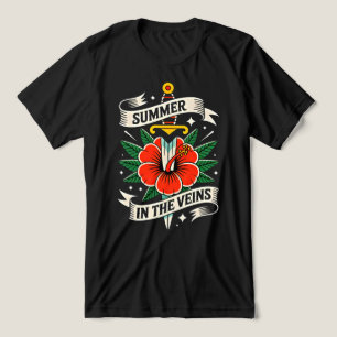 Bloemensabel Embleem   Levendig Hibiscus Zomer Tri-Blend Shirt