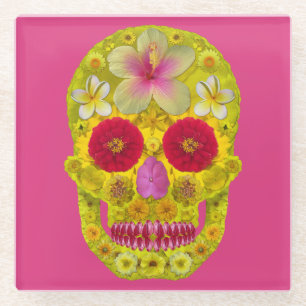 Bloemenschedel 8 glazen onderzetter