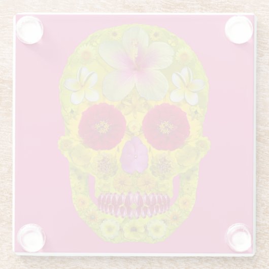 Bloemenschedel 8 glazen onderzetter (Achterkant)