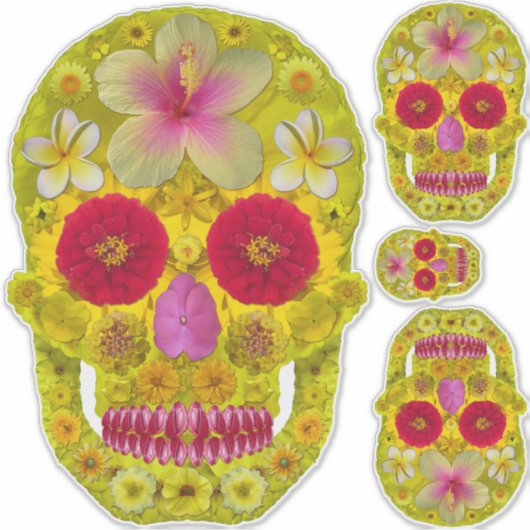Bloemenschedel 8 sticker (Voorkant)