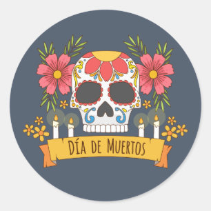 Bloemenschedel Dia de los Muertos   STICKER