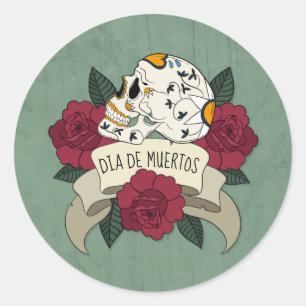 Bloemenschedel Dia de los Muertos STICKER