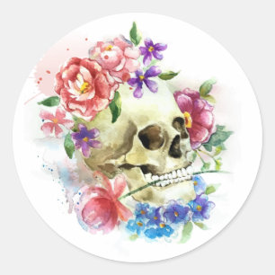 Bloemenschedel Dia de los Muertos STICKER