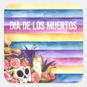 Bloemenschedel Dia de los Muertos STICKER