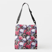 Bloemenschedel, flamingo naadloos patroon. crossbody tas (Achterkant)