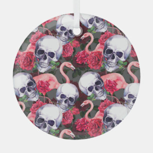 Bloemenschedel, flamingo naadloos patroon. glas ornament