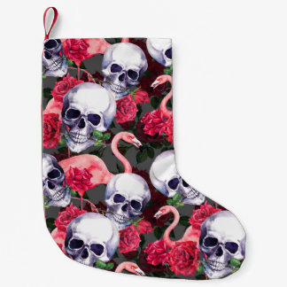 Bloemenschedel, flamingo naadloos patroon. kleine kerstsok