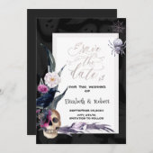 Bloemenschedel Halloween bruiloft Save The Date (Voorkant / Achterkant)