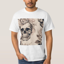 Bloemenschedel in  stijl t-shirt