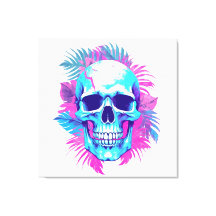 Bloemenschedel in Vaporwave-stijl
