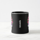 Bloemenschedel met Rozen Custom Name Halloween Mok (Midden)
