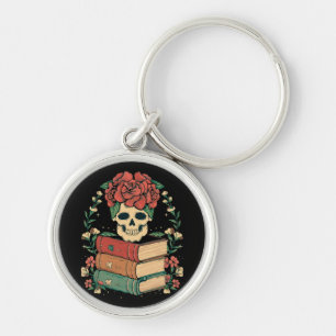 Bloemenschedel op je boeken sleutelhanger