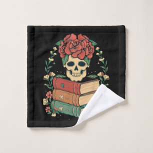 Bloemenschedel op je boeken washandje