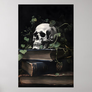 Bloemenschedel Portretprint, Gotische Donkere Acad Poster