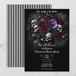 Bloemenschedelboeket Gotisch Halloween Eettafel Fe Kaart