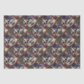 Bloemenschedels Rozen Blauw Bloemen Gotisch Tissuepapier (Voorkant)