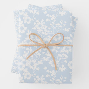 Bloemenscherm - Poederblauw Inpakpapier Vel