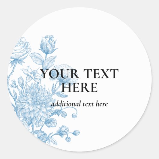 Bloemenschets Ronde Sticker (Voorkant)