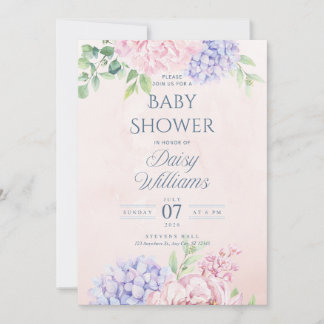 Bloemenschildering Baby Shower Uitnodiging