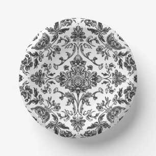 Bloemenschildering Chinoiserie Zwart & Wit Aquarel Papieren Kommen