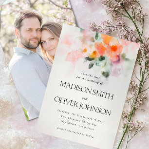 Bloemenschildering Elegante Romantische Aangepaste Save The Date