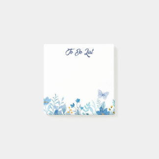 Bloemenschildering in waterverf blauwe takenlijst post-it® notes
