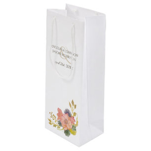 Bloemenschildering in waterverf lente vintage eleg wijn cadeautas