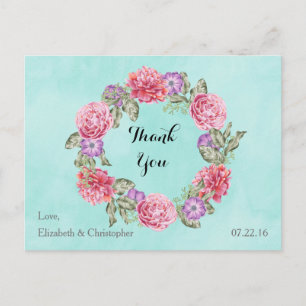 Bloemenschildering Krans Bruiloft Dank Je Wel Briefkaart