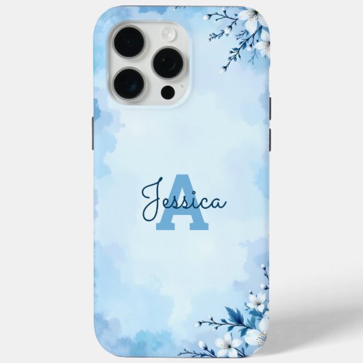 Bloemenschildering Monogram Gepersonaliseerd Case-Mate iPhone Case (Achterkant)