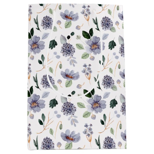 Bloemenschildering Paars Patroon Medium Cadeauzakje (Voorkant)