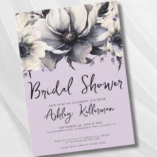 Bloemenschildering Paarse Bruiloftsdouche Kaart