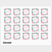 Bloemenschildering Roze en Groene Favor Stickers (Vel)