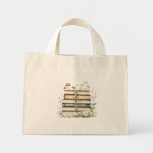 Bloemenschildering Vintage Boeken Mini Tote Bag