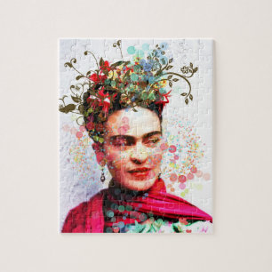 Bloemenschilderkunst in een levendige moderne volk legpuzzel