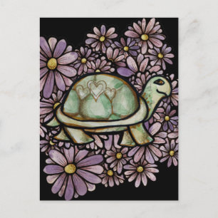 Bloemenschildpad Liefde cute Schildpadden Hart sch Briefkaart