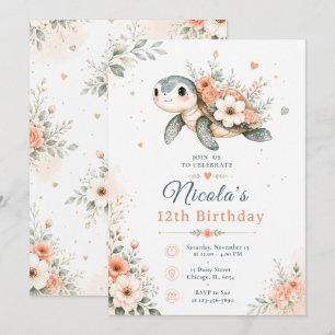 Bloemenschildpad Verjaardag Kaart