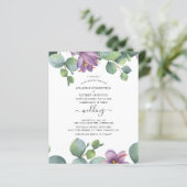 Bloemenscript Eucalyptus Trouwuitnodiging op budge (Staand voorkant)