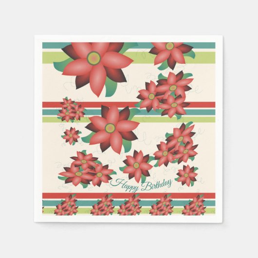 bloemenservetten in Barn Reds Servet (Voorkant)